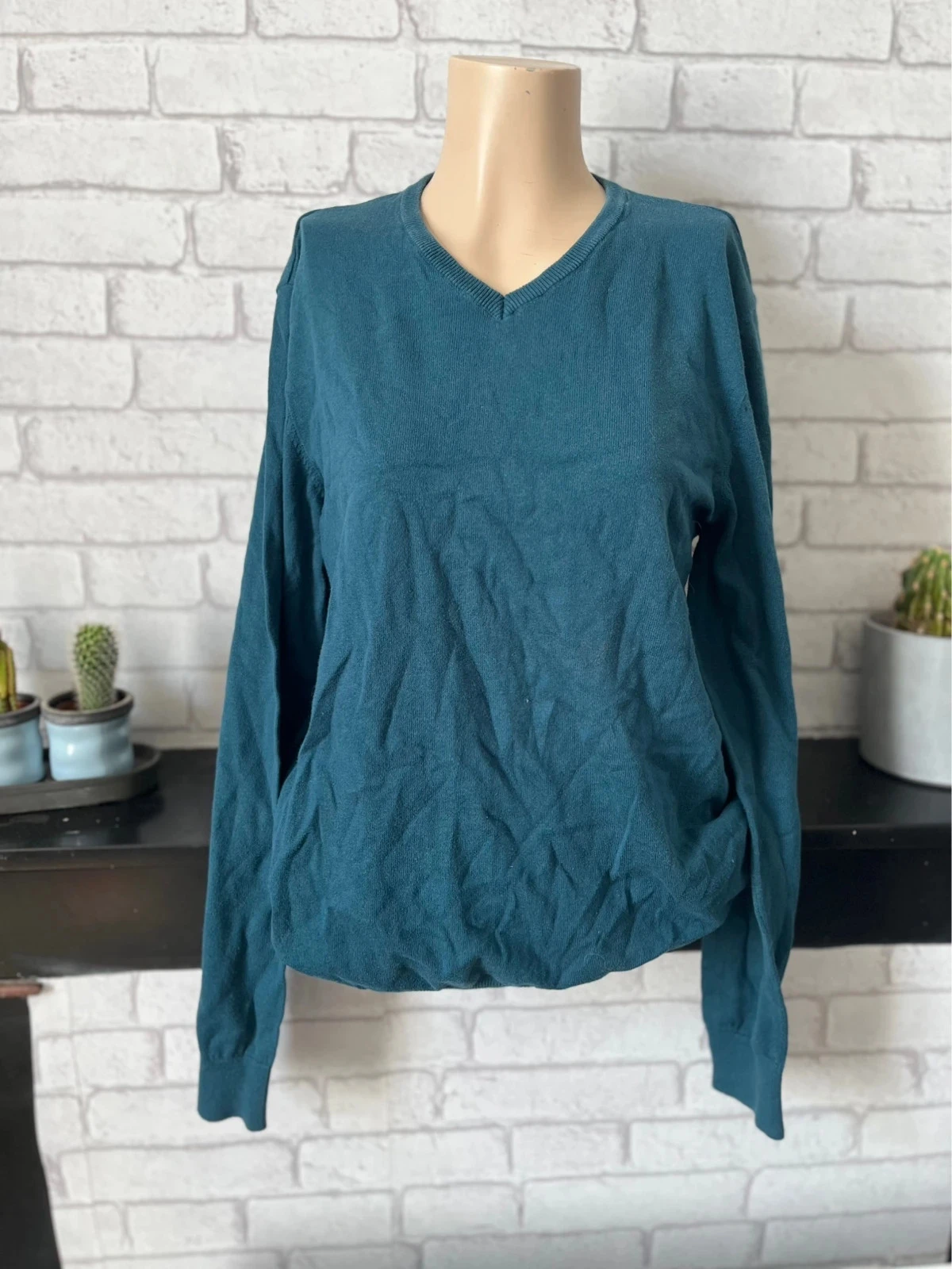 Pull col V bleu canard – Taille 40 – Kiabi